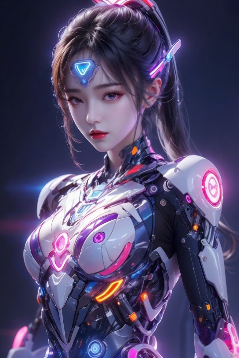  1girl,cyborg,glowing,lneon lamp, xiaowu