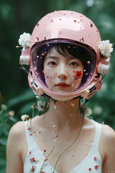  cinematic photo, perfectly centered girl portrait detailed astronaut with flowers explosion helmets,anatomical drawing,dripping paint,coquelicot color,volumetric lighting,unreal engine,blender model,3d model,incredible bokeh . 35mm photograph,film,bokeh,professional,4k,highly detailed,