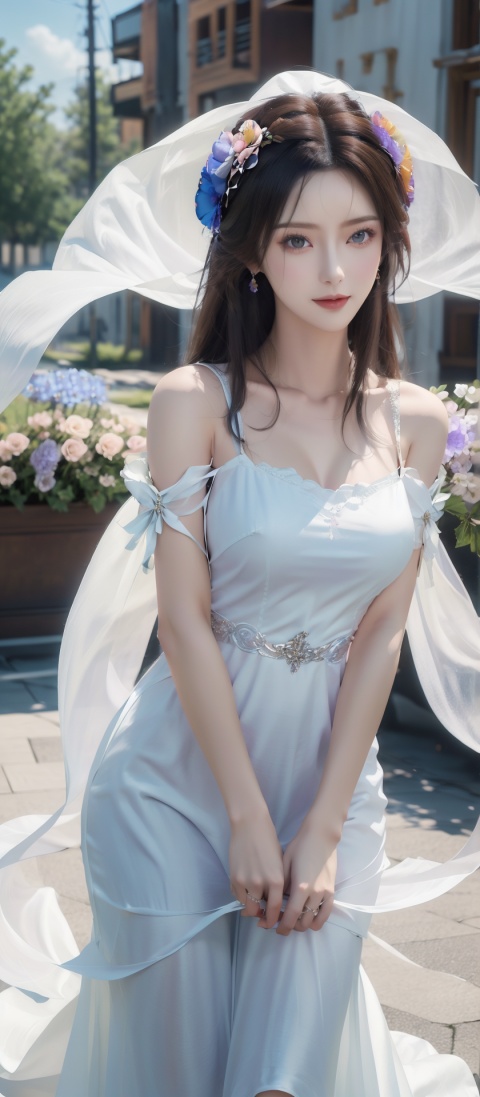  1girl, masterpiece, (medium breasts), ((upper body:0.7)), best quality, ultra-detailed, high resolution, extremely detailed cg, anime picture, unity 8k wallpaper, perfect body, pov, bridge, brown hair, smug smile, detailed and beautiful arrogant bridal gown, wedding veil, flower bouquet), multiple poses, multiple angle, (detailed and beautiful face and eyes:1.4, gleaming skin, shiny hair, detailed and beautiful shiny clothes), wedding hall