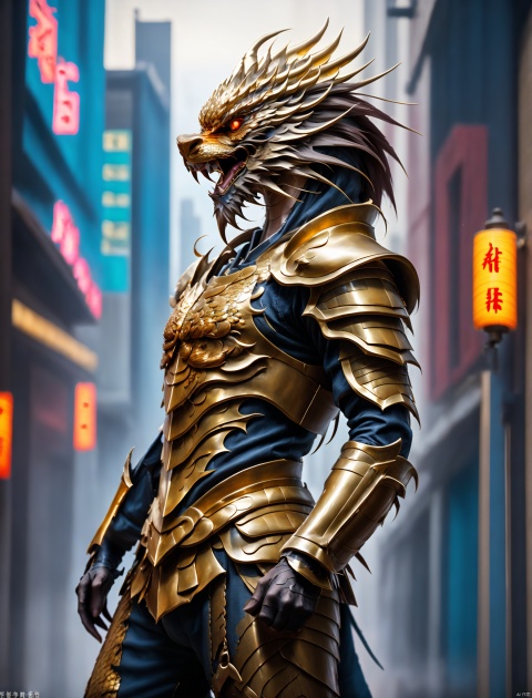  Chinese dragon,Leading man,Armor,Metallic texture,High-tech armor,Cyberpunk,hanfu,, 1, Bronze_ Armor, heijing1
