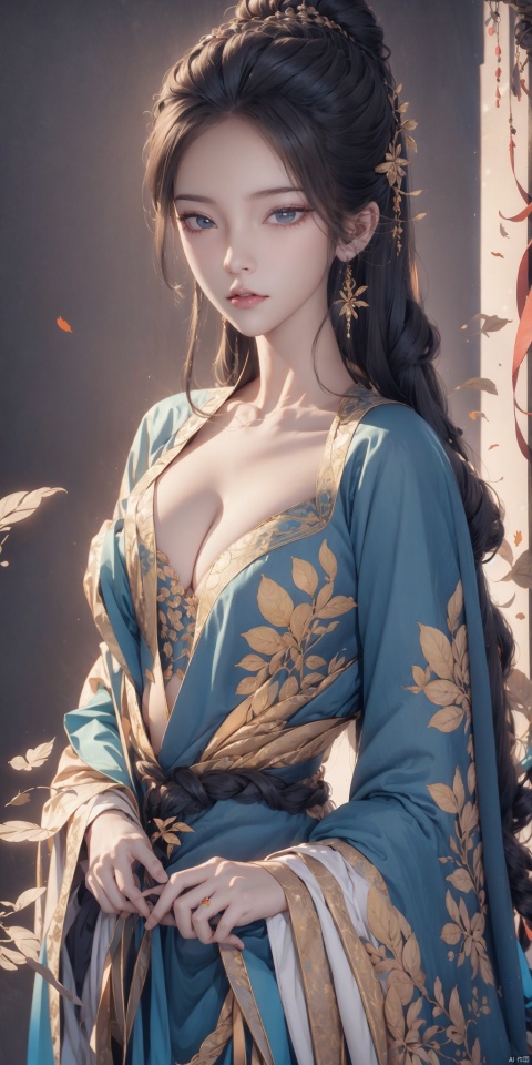  A mesmerizing and visually stunning artwork featuring a single female figure, created by a renowned artist, showcasing intricate details and vibrant colors. Official art quality with a strong aesthetic appeal. High resolution rendering in 4K, huliya, 1girl, featuring autumn fallen leaves
Gemstones, ornaments, flash, diffusion, juemei,,big_tits,big_breasts,cleavage