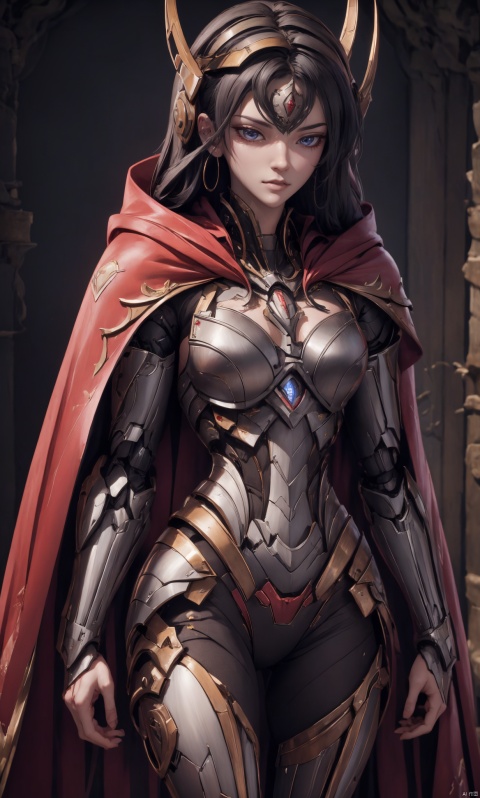  8k, best quality, masterpiece, illustration, an extremely delicate and beautiful, extremely detailed ,CG ,unity ,wallpaper, finely detail, official art, unity 8k wallpaper, incredibly absurdres, quan,ban, cursed_left_arm,red cape,malenia_blade, hjyzbrobot, machine,1girl, hjyjiazhourbt