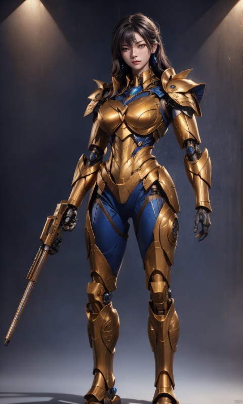  jinlong01,1gril,dragon,solo,standing,cyborg,combat posture,blue theme,gold armor,, masterpiece,best quality,highly detailed,Amazing,finely detail,extremely detailed CG unity 8k wallpaper,score:>=60,mecha, juemei