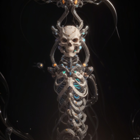  A nanobot, translucent, alien,tentacles,Long tentacles, disgustingly horrific and gruesome, transparent skin, coloured metal skeleton inside,(((Gaussian blur))),Game CG style