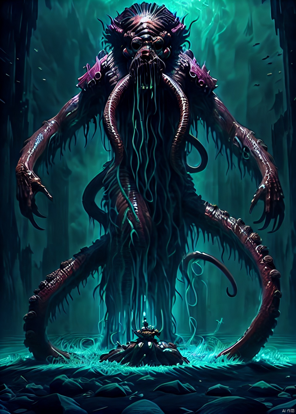 (8k, RAW photo, best quality, masterpiece:1.2),ultra realistic, masterpiece, , solo, white background, full body, monster, simple background, standing, tentacles, eldritch abomination, 1girl,solo, black hair, long hair, 1girl, upper body, holding skull, realistic, closed mouth, 1boy, spines, ribs, entrails, no humans, bubble, submerged, bone, water, jellyfish, underwater, optimus prime,(((len blur))),