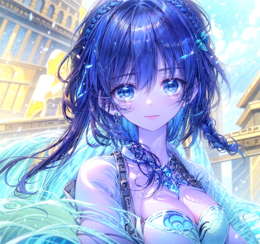  masterpiece,(an extremely detailed and delicate),(labcoat),ray tracing,(loli),(solo),(petite),Reflected light,(blue hair)++(blue eyes)++Messy hair++Flipped hair++floating hair++(braid),large breasts,(very Brilliant brilliance),(very detailed light),(Beautiful Lighting), yeqinxian