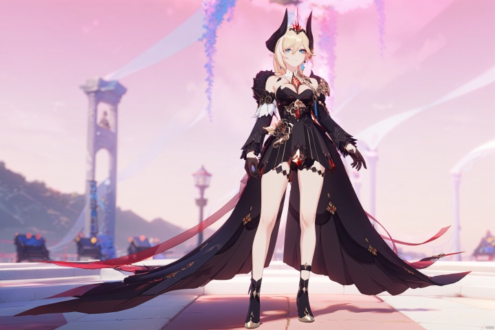  8k, best quality, masterpiece, (ultra-detailed:1.1), (high detailed skin),
(full body:1.3),
////////////////////////
dyl,1girl,blonde hair,gloves,blue eyes,horns,breasts,blackgloves,blackdress,blacksinglethighhigh,earrings,jewelry,
///////////////////////////////
clothesviews, Different clothes, Dress-up display, multiple views, looking_at_viewer,full body, back ,white background, simple background,
\\\\\\\\\\\\\\\\\\\\\\
(beautiful_face), ((intricate_detail)), clear face,
((finely_detailed)), fine_fabric_emphasis,
((glossy)), full_shot, Anime, melowh, Art style, fantasy, dyl,blonde hair,blue eyes,black gloves,black dress,black single thighhigh,wyl,