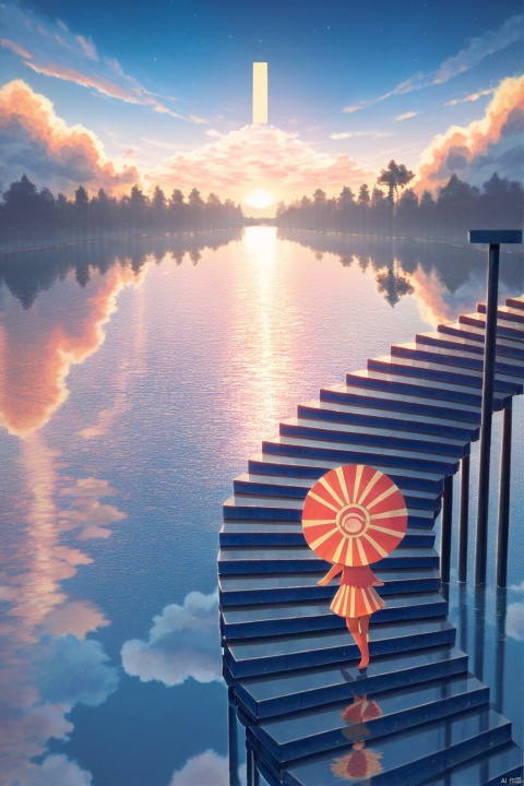  score_9, score_8_up, score_7_up, score_6_up,good background,anime,
Endless Steps, Climbing stairs, CG, night, stairs, sky, 
Pokémon fan art,Pokemon Rayquaza, 1girl,solo,cloud, sky, scenery, solo, cloudy sky,reflection,sunset,Movie style background,
