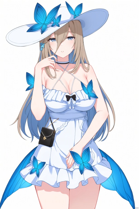  score_9,score_8_up,score_7_up,best quality,masterpiece,source_anime,8k,
masterpiece, best quality,1girl,parted lips, solo,full body,
aponia, hat, swim dress, 1girl, long hair, white headwear, white dress, blue butterfly,breasts,,standing,posing,
cowboy shot,,white background,wide shot,lens 135mm,f1.8,looking_at_viewer