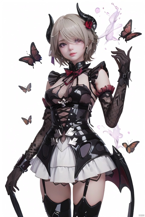  best,8k,UHD,masterpiece,bright ,high quality,flat color,1girl,
//////////////
Anime girl holding a red lotus flower. There are white butterflies and black butterflies flying around her, and there is a cobweb on her arm. The background is dark with many black leaves scattered around.
\\\\\\\\\\\
“Girl_in_the_Spider’s_Web”
white_and_purple_butterfly_accessories,
white_butterflies,
cobweb_background,
gothic,
surreal,
fantasy,
manga,
dark_romantic,
\\\\\\\\\\\\\\
bomu,1girl,rita rossweisse,horns,gloves,wings,breasts,hair over one eye,short hair,thighhighs,lower,