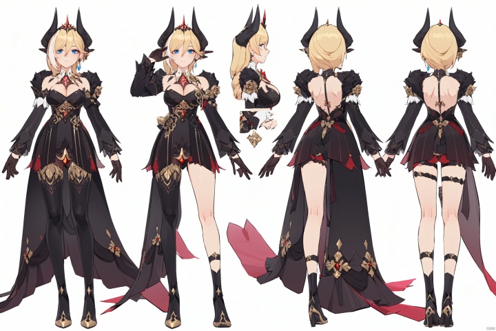  8k, best quality, masterpiece, (ultra-detailed:1.1), (high detailed skin),
(full body),
,,
dyl,1girl,blonde hair,gloves,blue eyes,horns,breasts,blackgloves,blackdress,blacksinglethighhigh,earrings,jewelry,

(bodyviews:1.1), same character, multiple views, different pose,ass,reference sheet,

\\\\\\\\\\\\\\\\\\\\\\
