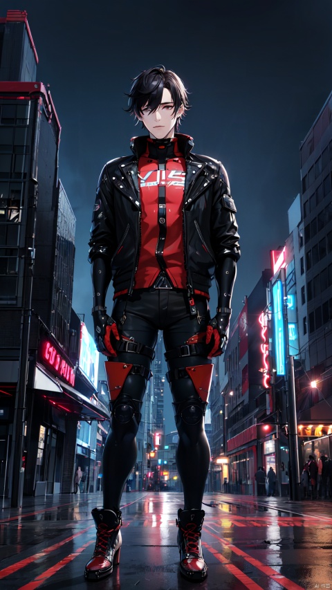  8k, best quality, masterpiece, (ultra-detailed:1.1), (high detailed skin),
(full body:1.3),
////////////////////////
jiqi, art style,1boy,cyborg,male focus,cowboyshot,,neon lights,Skyscraper,horizon,night,
///////////////////////////////
(beautiful_face), ((intricate_detail)), clear face,
((finely_detailed)), fine_fabric_emphasis,
((glossy)), full_shot,