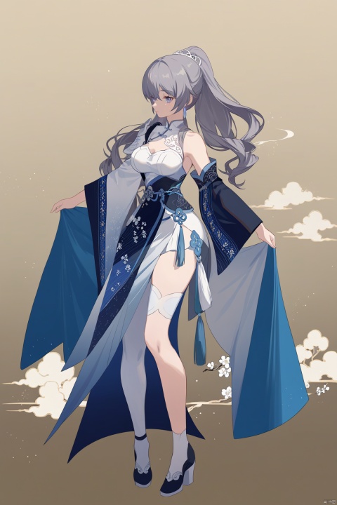  line art,line style,as style,best quality,masterpiece,
 The image features a Q version of cute cartoon girl wearing ancient costume, simple pattern, full body portrait, standing pose, legs straight, hands on both sides, minimalist painter style, ancient Chinese style, vector illustration, clean background
yinyi, combat dress, single shoulder armor, 1girl,single glove,earrings,jewelry,long hair,white single thighhigh,breasts,