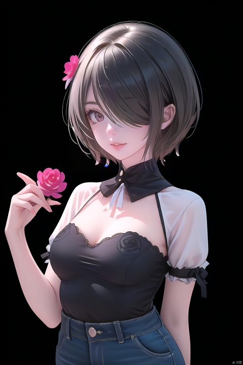  best,8k,UHD,masterpiece,bright ,high quality,flat color,1girl,
//////////////
Anime girl holding a red lotus flower. There are white butterflies and black butterflies flying around her, and there is a cobweb on her arm. The background is dark with many black leaves scattered around.
\\\\\\\\\\\
“Girl_in_the_Spider’s_Web”
white_and_purple_butterfly_accessories,
white_butterflies,
cobweb_background,
gothic,
surreal,
fantasy,
manga,
dark_romantic,
\\\\\\\\\\\\\\
aqw,rita rossweisse,1girl,hair over one eye,short hair,mole under eye,brown hair,
\\\\\\\\
,(t-shirt,cool,blue_jeans),,,