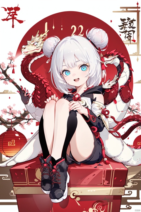  {artist:rella}, {artist:ask(askzy)},[artist:ningen_mame],artist:ciloranko, [artist:rei(sanbonzakura)],(hyper cute girl:1.1025), (flat color, vector art:1.3401), Chinese dragon theme, beautiful detailed eyes, hyper-detailed, hyper quality, eye-beautifully color, face, (her hair is shaped like a Chinese dragon, Chinese dragon, hair, Chinese dragon:1.2763), (1girl:1.2155), (high details, high quality:1.1576), (backlight:1.1576), high quality, (title:happy new year 2024:1.3), (cover design:1.2), simple background, cover art, trim, album_art, 
/, /, /, /, /, /, /, 
1girl, (chibi), (tangou:1.3), 1girl, theresa apocalypse, double bun, hair bun, chinese clothes, blue eyes, bare shoulders, bangs, white short hair, black shorts,
/, /, /, /, 
(((holding a little Chinese dragon))), (((sitting, Chinese dragon on legs))), [[smile]], large breast, dragon, (((Chinese dragon print))), (Loong:1.2), pajamas, kimono, bare shoulders, 
/, /, /, /, /, /, 
Chinese text,red_bandeau,year of the loong,loong pattern,lantern, red background, ((simple background)), ((happy new year 2024, new year theme, new year, 2024, gift box,)), (red decorations on dragon), ((Chinese new year)), Chinese knot, red ornaments, spring festival, 
/, /, /, /, /, /, /, 
hair with body, CTA dress, CAY leg, Loong hands, body with Loong, dress with Loong, light particles, (Hair with Loong:1.2155), small breast with Loong, 1girl, small breast, marbling with hair and clothes, (original:1.1025), (arm down:1.1025), (paper cutting:1.1025), 
------, 
Low saturation, grand masterpiece, Perfect composition, film light,lightart
,鏃�, eastern dragon, nai3