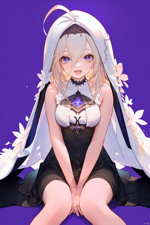  nai3, 1girl, solo, ahoge, virtual youtuber, , flower, looking at viewer, sitting, open mouth, smile,bangs,between legs, :d, hand between legs, purple background, fang, feet out of frame,haoche
\\\\\\\\\\\\\\
aboniya,def clothes,1girl,breasts,dress,bangs,hair between eyes,veil,nun,