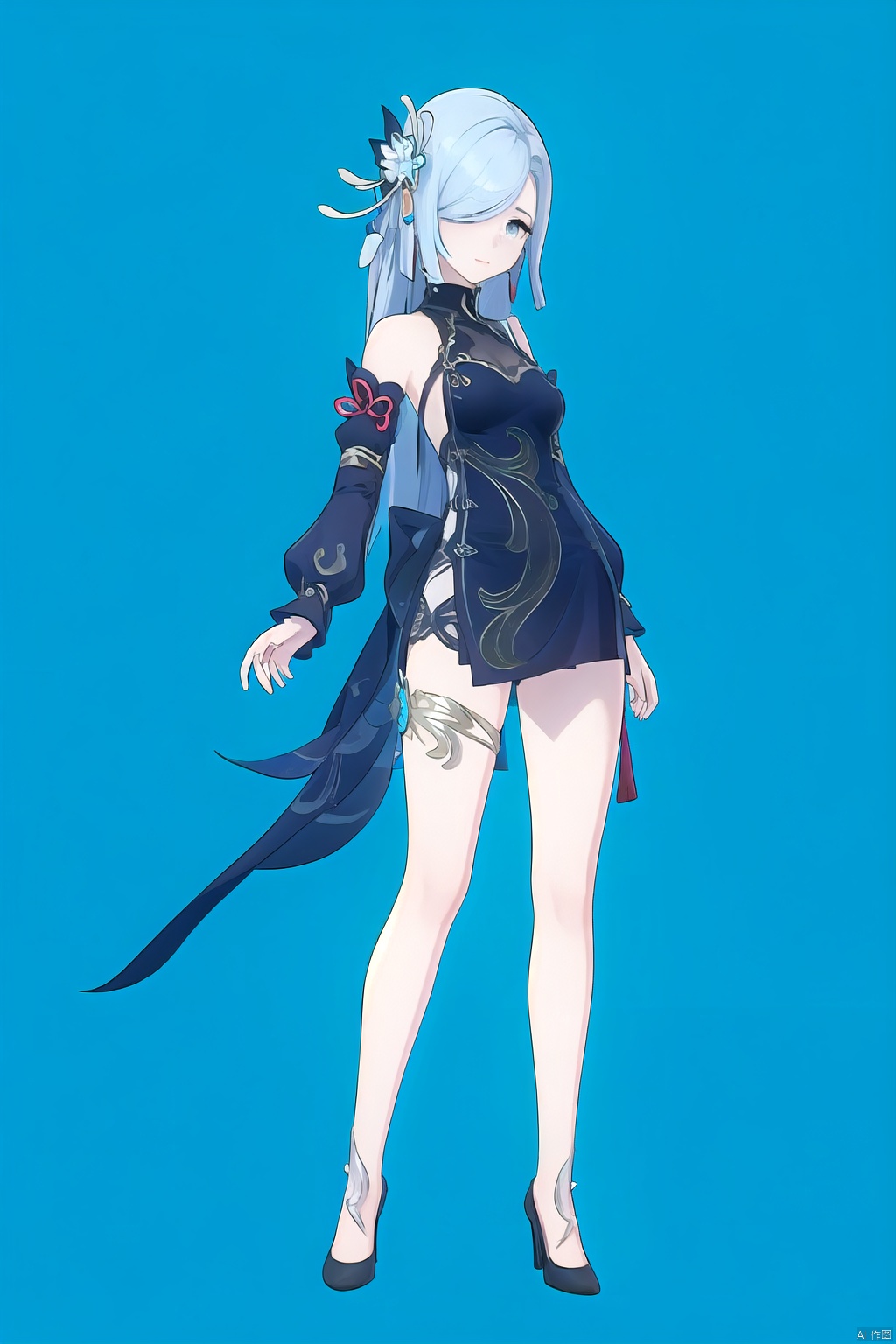  best,8k,UHD,masterpiece,bright ,high quality,flat color,1girl,BLUE background,head lift,air bubble,Ultra-Wide Angle,text censor,solo,video game cover,mosaic censoring,ahoge,from below,number background, 
\\\\\\\\\\\\\\\\\\\\\\\\\\
1gril,fullbody, on other colors. The headgear should be depicted in a stylized, modern form. The illustration should be flat and minimalist, with a white background to emphasize the character's whimsical side profile and headgear, resonating with the geometric aesthetic we established earlier.
\\\\\\\\\\\\\\\\\\\\\
hdshenhe,shenhe \(genshin impact\),qipao,chinese dress,hair over one eye,long hair,hair ornament,