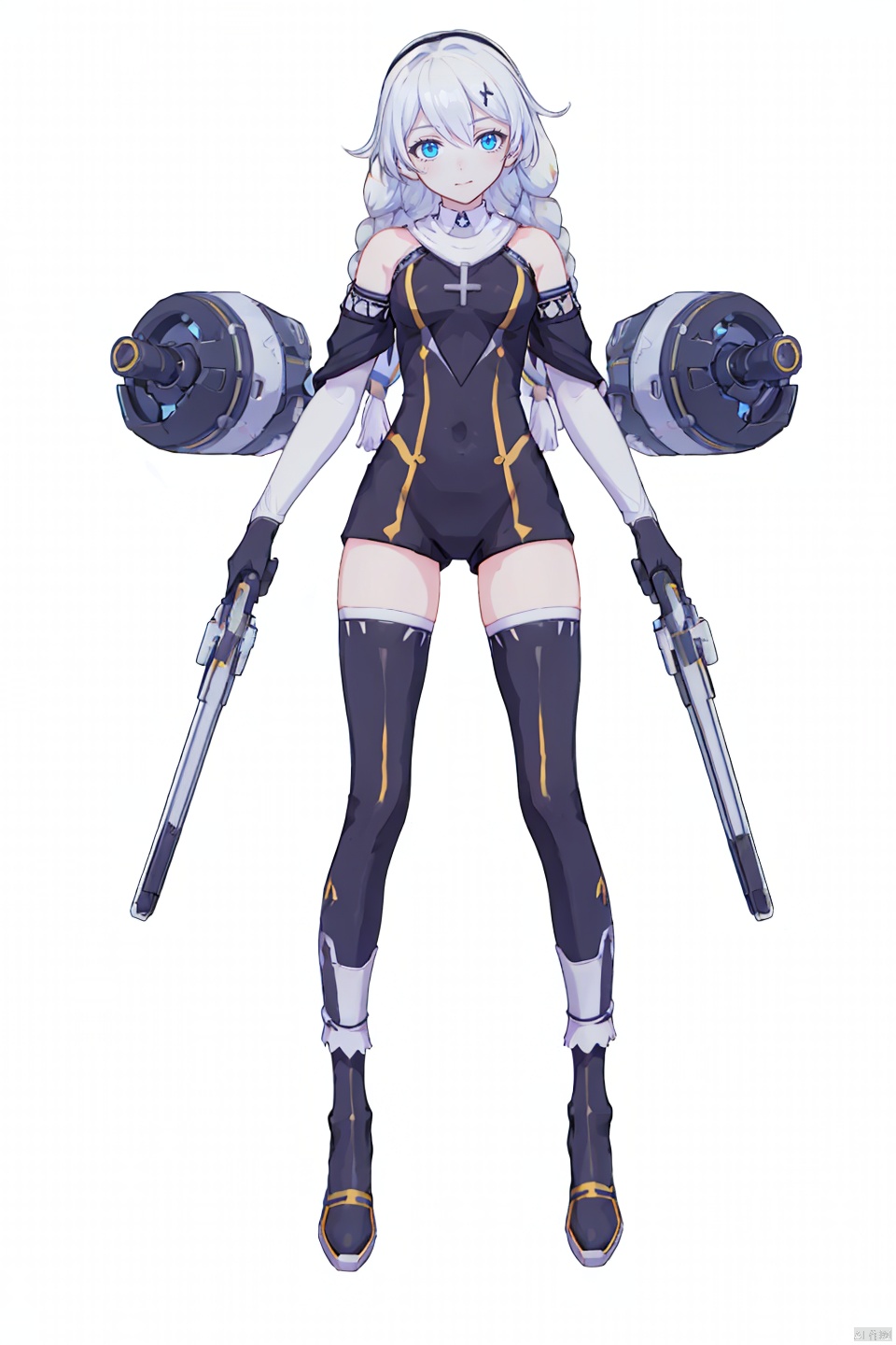 4 girls,Many girls,full-body,each girl has weapons, technological weapons,The overall style is slightly brighter, with a golden mecha **** behind it that exudes a strong sense of technology,masterpiece,best quality,Ultra-high resolution,Realistic,The overall style is golden, with golden armor that shines,sense of reality,The ultimate detail,8K wallpaper,Professional lighting,The perfect hand,Realistic hands,1girl,solo,standing,Technological city background, sunshine, futuristic technology, perfect face,full bodyWearing a mecha,mechanical joint,dynamic posture,machinery,Heela collections,((dynamic pose), technological weapons, 
\\\\\\\\\\\\\\\\\


shennv, 1girl, braid, thighhighs, long hair, blue eyes, twin braids, gloves, white thighhighs, kiana kaslana, white gloves,
