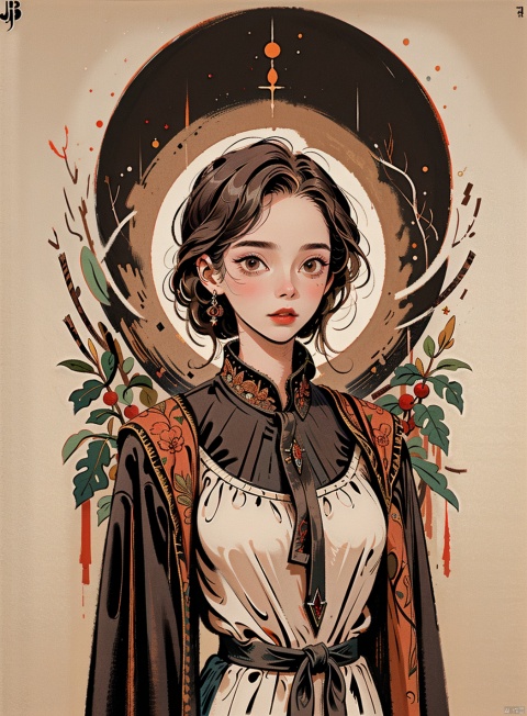  A lady of faith,(masterpiece, top quality, best quality, official art, beautiful and aesthetic:1.2) ,cover art,illustration minimalism, macabre style Velvet "The Art of Ancients", dark, gothic, grim, haunting, highly detailed, (\ji jian\), ((poakl))