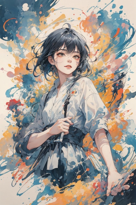 llustration style,dream ,A Sunshine Laughs girl with black hair and black eyes,enlarge Holding a magic and book wand in hand,rainbow Long dress ,Black Braid Fried Dough Twists Braid,8k, clear details, rich picture, nature background, flat color, vector illustration, watercolor, Chinese style, cute girl, Laughs Girl, TT, (/qingning/), (\MBTI\), (\lang lang\), babata, (\shen ming shao nv\), jiqing,wings, ((poakl)), （\personality\）, myinv, w_(arknights)