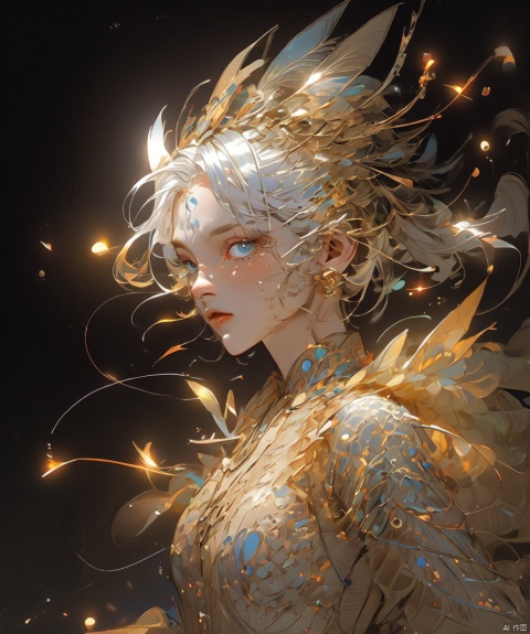  White hair fluttering, dragon mother flying into the sky, Light-electric style