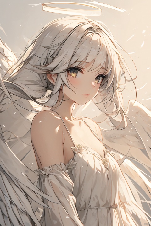  best quality, amazing quality, very aesthetic,1girl, solo, wings, long_hair, dress, white_hair, twintails, halo, very_long_hair, looking_at_viewer, white_wings, black_background, white_theme, feathered_wings, full_body, white_dress, simple_background, bangs, angel_wings, low_wings, head_wings, bare_shoulders, angel, crown, closed_mouth, multiple_wings, white_eyes, floating