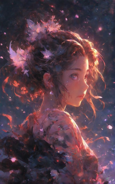 anime, a girl standing at the intersection, delicate face,observing the scenery, alena aenami, shuzo oshimi, nostalgic tone, light orange and sky, kinuko y.craft, lively illustrations, vibrant light, stars flying, illuminated with soft light,in the style of bright color palette, magical girl, cute and dreamy,colorful drawings, softly luminous, radiant clusters, calming, Dreamy, 16k, shining