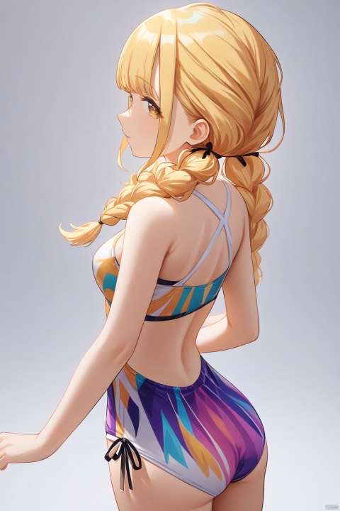 Here's a high-quality, coherent prompt based on your input:

Kotone Fujita, Kotone One, 1girl pose: ((reaching out)) with detailed face and expressive brown eyes. Long blonde hair styled in twin braids cascades down her back. Wearing a colorful swimsuit that showcases her toned upper body. Framed against a simple white background to emphasize the beauty of her figure. The camera captures a full-body shot from a cowboy-inspired angle, with Kotone's gaze directly at the viewer. Best quality, amazing quality, and very aesthetic, showcasing a true masterpiece. Snclstyle chibi-inspired artwork.