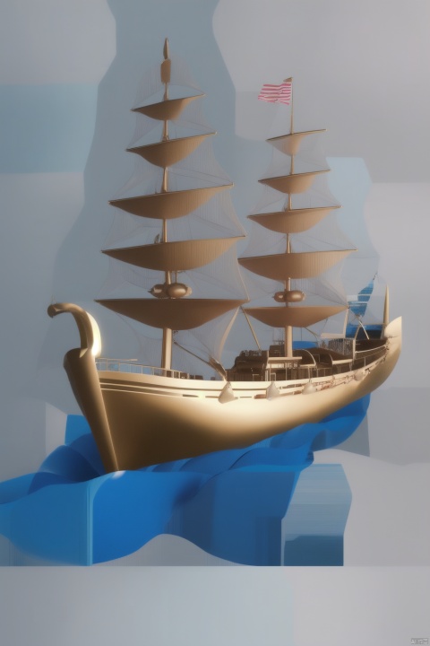 A ship, simple background, 3D