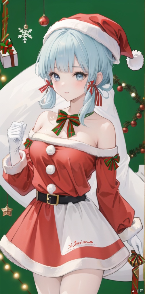  best_quality,masterpieces,extremely_detailed,
1girl,thighs,medium_breasts,upper_body,
Christmas,(santa_costume:1.35),(skirt:1.2)
kamisatoayakadef, masterpiece,bare_shoulders