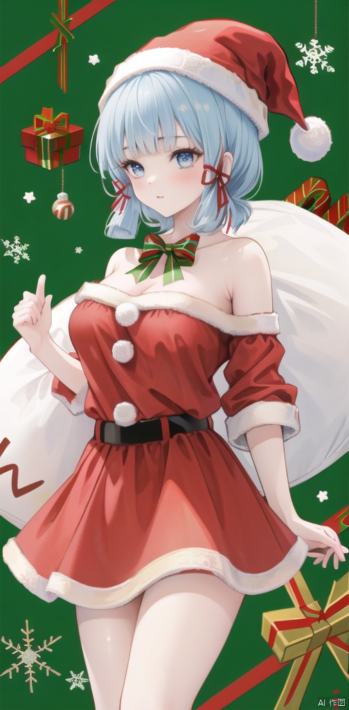  best_quality,masterpieces,extremely_detailed,
1girl,thighs,medium_breasts,upper_body,
Christmas,(santa_costume:1.35),(skirt:1.2)
kamisatoayakadef, masterpiece,bare_shoulders