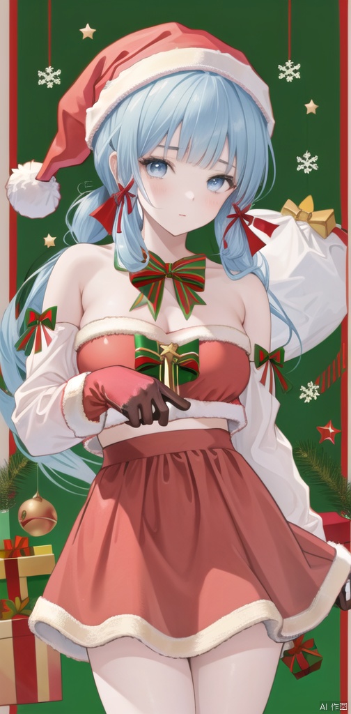  best_quality,masterpieces,extremely_detailed,
1girl,thighs,medium_breasts,upper_body,
Christmas,(santa_costume:1.35),(skirt:1.2)
kamisatoayakadef, masterpiece,bare_shoulders