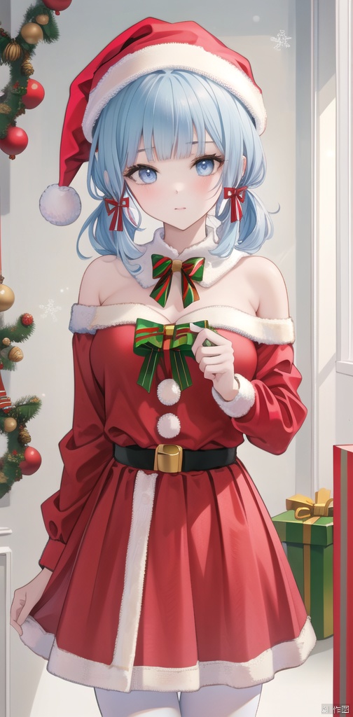  best_quality,masterpieces,extremely_detailed,
1girl,thighs,medium_breasts,upper_body,
Christmas,(santa_costume:1.35),(skirt:1.2)
kamisatoayakadef, masterpiece,bare_shoulders