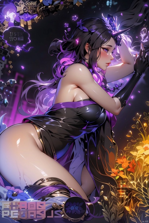  official art, unity 8k wallpaper, ultra detailed, beautiful and aesthetic, beautiful, masterpiece, best quality,1girl, (using dark magic:1.4),purple magic,playful illustrations, fractal art,imaginative overlays, artistic fusion,fantastical scenes, evocative narratives, striking visuals, full body,(Pleaser Clear Heels, platform high heel sandal, thin heel, clear material), pleaserclearheels,aged up, mature female, water,(barefoot:0.5), BY MOONCRYPTOWOW