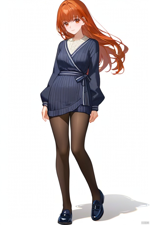 (1old boy:1.5) + solo +Detailed face + black pantyhose + knitted wrap hip dress + Handsome+Mary Jane shoes+standing