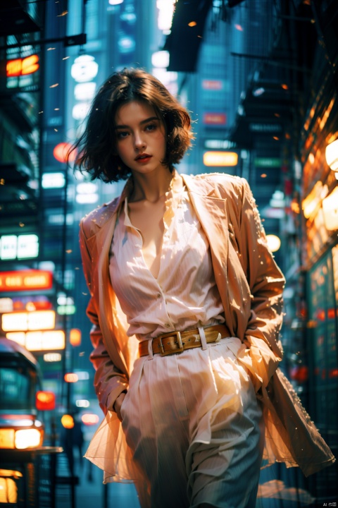  (8k, RAW photo, highly detailed,masterpiece, highest quality),rich colors,high contrast,full shot body photo of the most beautiful artwork in the world,cinematic light,fantasy,highres,
xuer film still,1girl,solo,looking at viewer,short hair,shirt,black hair,long sleeves,standing,collarbone,jacket,cowboy shot,outdoors,parted lips,open clothes,collared shirt,belt,pants,blurry,lips,coat,black jacket,black shirt,depth of field,blurry background,black pants,from below,building,snow,buckle,belt buckle,snowing,city,realistic,jacket on shoulders,
, Light master, dyzgqzm, Wuqiii