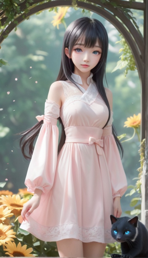 (8k, best quality, masterpiece), (ultra-detailed:1.1), (high detailed skin),(full body:1.1),black lace dress, black dress, cute,,1girl,pink hair, hair ornament,(fashion make up), dress,
hair ornament, long hair, blue eyes, black hair, bangs, pantyhose, detached sleeves, 
colorgalaxy,Frosty anime style,m-girl,fuxuan,wenxin,nun,megumin,sunflower,xiangrikui,niji3, solo,Animals,The Garden of Words,Morty,BARD713,honey badgers,Makoto Shinkai style,rain,han,fantasy,gouache,3yue7,bronya,1boy,yanzhu,hutao,school uniform,hutao_(genshinimpact_),xinxihuan,shihao,muscler,aisida,qiqi,anime