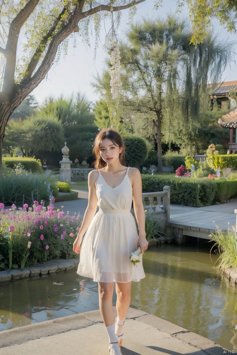  1girl breathtaking 8k, masterpiece, perfect beautiful chinese girl, upper body, vibrant, vivid, (short skirt), petticoat, (flowers), chiffon, sheer, light smile, bloom, award-winning, professional, Among colorful flowers garden, houtufeng, sboe,

lhj, bright light, scenery, outdoors, building, boat, tree, day, sky, water, watercraft