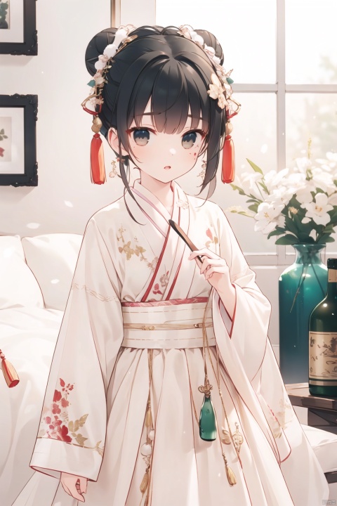  best quality,4k,8k,highres,masterpiece:1.2),ultra-detailed,(realistic,photorealistic,photo-realistic:1.4),HDR,UHD,studio lighting,zhuang,hat,headdress,tassel,1 girl, cloak,alcohol,architecture,black eyes,black hair,breasts,chinese clothes,chinese hairpin,day,dipper,east asian architecture,facial mark,forehead mark,forest,green shirt,hair bun,hair ornament,hands up,hanfu,holding,holding spoon,indoors,jewelry,jug (bottle),layered sleeves,liquor,long hair,long sleeves,looking at viewer,medium breasts,nature,necklace,parted lips,pouring,red shawl,shawl,shirt,short over long sleeves,short sleeves,single side bun,skirt,solo,spoon,tassel,tassel hair ornament,tree,upper body,vase,white sleeves,yellow skirt,