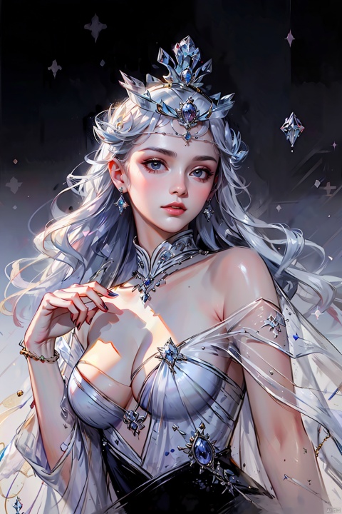  (Elegant Ice Princess:1.3), (Frozen Royalty:0.95), (Arctic Monarch:1.25),
(A regal figure in an exquisite ice palace, the epitome of elegance, (Icebound queen's allure:1.15), Glacial realm, (Frosty enchantment:1.2), (Icy sovereignty, frosty majesty:1.2)
(Crystal tiara and snowflakes:1.1), (Frozen elegance:1.1), (Ice queen's command, chilling beauty:1.1), Ruling over the frozen kingdom, (Enchanted by her frosty grace),
Glacial realm, (Frosty enchantment:1.2), (Icy regency, arctic authority:1.2)
Ice princess, regal royalty, arctic majesty, elegant ice palace, icebound allure, glacial realm, crystal tiara, frozen elegance, chilling beauty, frozen kingdom, enchanted frosty grace, icy sovereignty, frosty majesty, royal ice queen, snowflake's beauty., glaze, hand101, nicestyle, nicehand