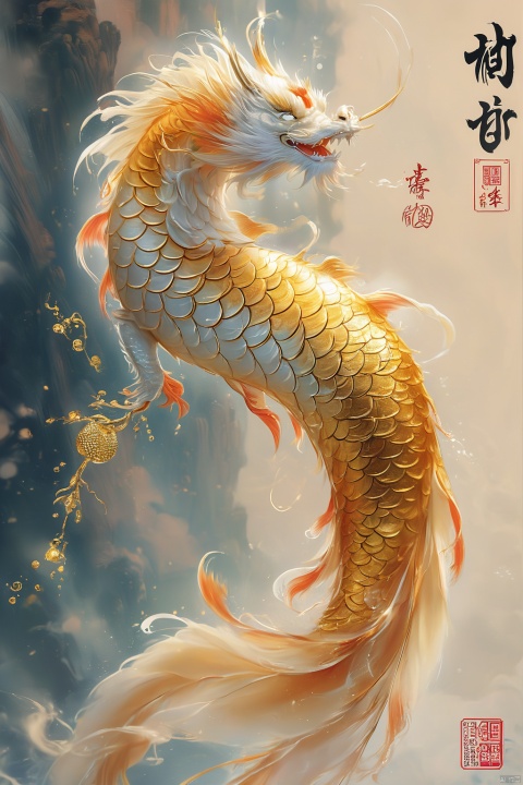 masterpiece,best quality,

The xiuyu is radiant, its body resembling that of a radiant, golden fish. Its eyes are bright and its scales are golden and shimmering, with a lustrous golden hue. As it moves, it leaves a trail of sparkling golden scales, bringing light and happiness to all who see it.