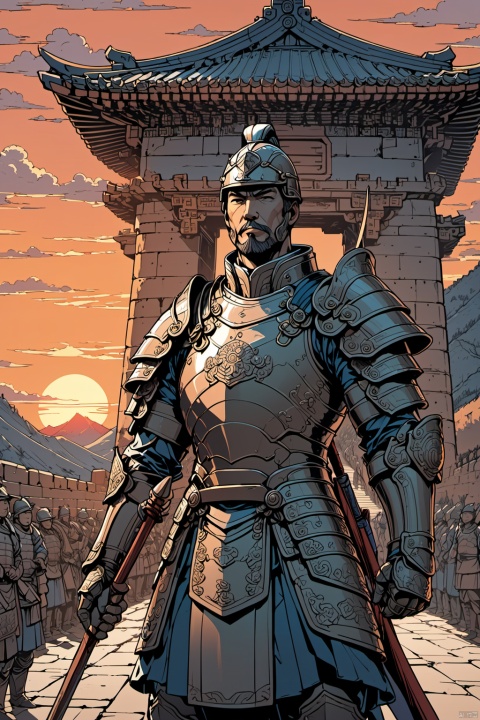  masterpiece,best quality,1girl,fractal art,lineart style,

Terracotta Sentinel, An ultra-detailed, best quality illustration of a man in armor reminiscent of the Terracotta Warriors, standing guard. His armor is intricately designed with modern materials, and he holds a high-tech spear. The scene is set in front of the Great Wall at sunset, with a sense of ancient and modern fusion.