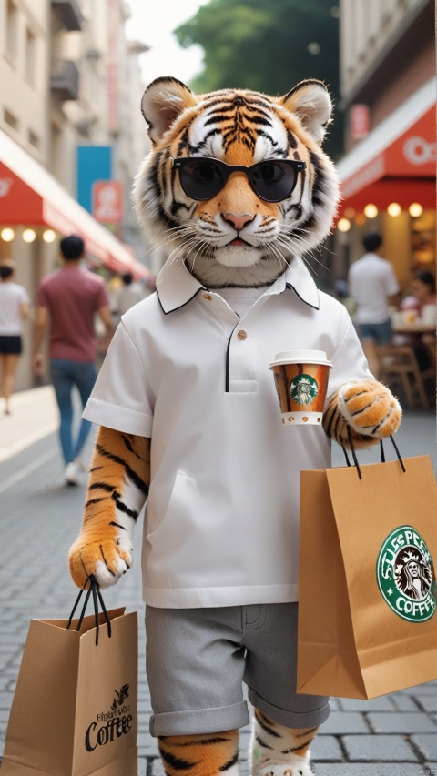  (((no human))),((Eye level view)), 1 super cute little tiger
,face shot,Optimistic, ((hole on a Take-out coffee)),sunglasses
Stylish, Charismatic, Confident, Busy streets
,super cute,Holding a shopping bag,standing on the ground, ,
photography,super realistic,no blurry,super detailed,
Model, HD Details, Clear Presentation, Uniform, Fine Model, Elaborate Depiction, Realistic Details, Complex Scenes