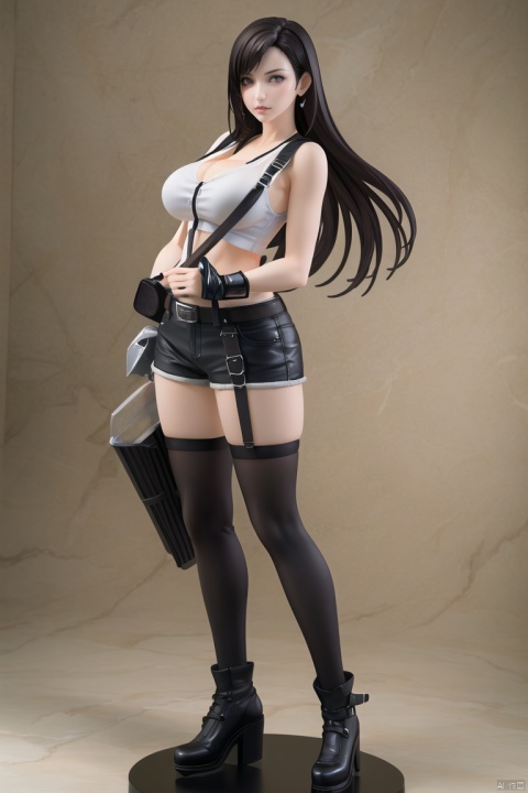  (best quality:1.3),(masterpiece:1.2),intricate detail,great textures,ultra high res,photorealistic,realistic,killer,PVC figure,1girl,solo,tifa,black legwear,big_breasts