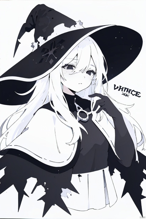  [(white background:1.4)::4], solo, round image, (traditional media:1.3), (monochrome:1.2), limited palette, (flat color:1.3), sketch, 
solo, 1girl, 
robe, capelet, witch hat, 
long hair, gray hair, black eyes, hair between eyes, 
medium breasts,
upper body, 
looking at viewer, expressionless, closed eyes, (fatigues),
white background, clock, (broken:1.5), fantasy, thorns,symbiote