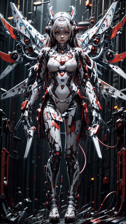 Masterpiece-level best_quality, concept artwork, a lonely solo girl, horn,,, centipede-like tentacles wrapped around, wearing red PVC shell, mechanical exoskeleton device equipment, creating avant-garde andterrifyingvisualeffect.,32k,,twolegs,Sideface,, , BY MOONCRYPTOWOW,HALO,PHYCHEDELIC,CYBERPUNK ROBOT,COMPLEX ROBOT, tianqi, white_hair,blue_eyes, white dress,((Mechanical wings)),high heels,fly, Pink Mecha, Mecha