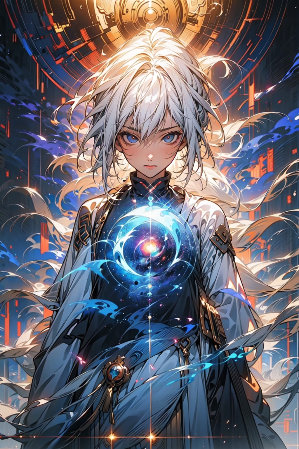 masterpiece, best quality, masterpiece,extremely detailed CG unity 8k wallpaper, 1 girl,vortex,black hole,future  space station, galaxy,vortex,earth, art of light novel cover,highres,(anime screencap),((Beautiful and detailed explosion)),taoist,evil ghost