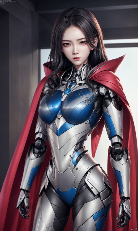  8k, best quality, masterpiece,1girl, illustration, an extremely delicate and beautiful, extremely detailed ,CG ,unity ,wallpaper, finely detail, official art, unity 8k wallpaper,big breasts, incredibly absurdres, quan,ban,,red cape,malenia_blade, hjyzbrobot, machine,1girl, hjyjiazhourbt,white_armor, Mecha,Female robots, leidianjiangjun, ,Slim,Perfect figure, , tianqi,Textured skin,Textured hair