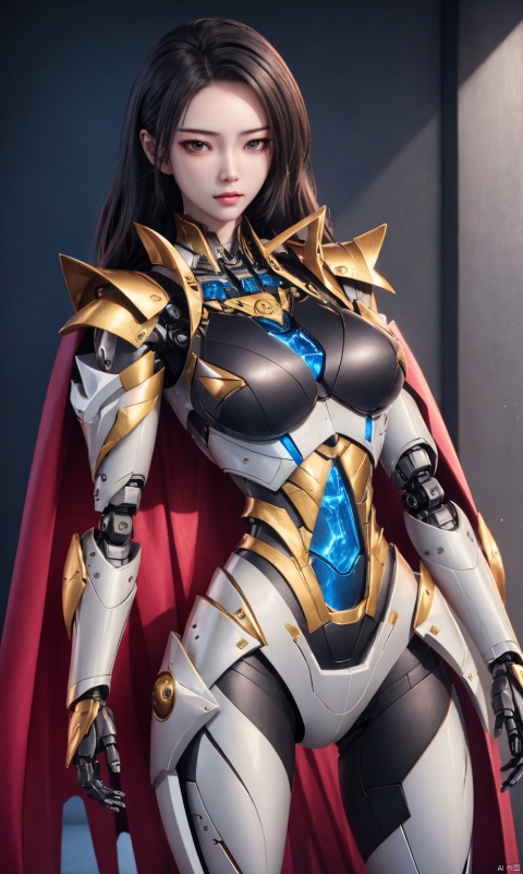  8k, best quality, masterpiece,1girl, illustration, an extremely delicate and beautiful, extremely detailed ,CG ,unity ,wallpaper, finely detail, official art, unity 8k wallpaper,big breasts,Big tits, incredibly absurdres, quan,ban,,red cape,malenia_blade, hjyzbrobot, machine,1girl, hjyjiazhourbt,white_armor, Mecha,Female robots, leidianjiangjun, ,Slim,Perfect figure, Set with gold,, tianqi,Textured skin,Textured hair