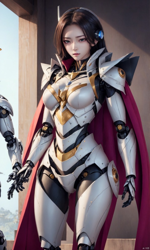 8k, best quality, masterpiece,1girl, illustration, an extremely delicate and beautiful, extremely detailed ,CG ,unity ,wallpaper, finely detail, official art, unity 8k wallpaper,big breasts, incredibly absurdres, quan,ban,,red cape,malenia_blade, hjyzbrobot, machine,1girl, hjyjiazhourbt,white_armor, Mecha,Female robots, leidianjiangjun, ,Slim,Perfect figure, , tianqi